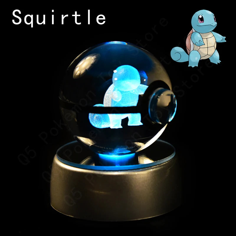 Pokemon 3D Crystal Ball Pikachu Gengar Eevee Mewtwo Anime Game Pokeball Led Night Light Base Kids Birthday Gift Home Decoration