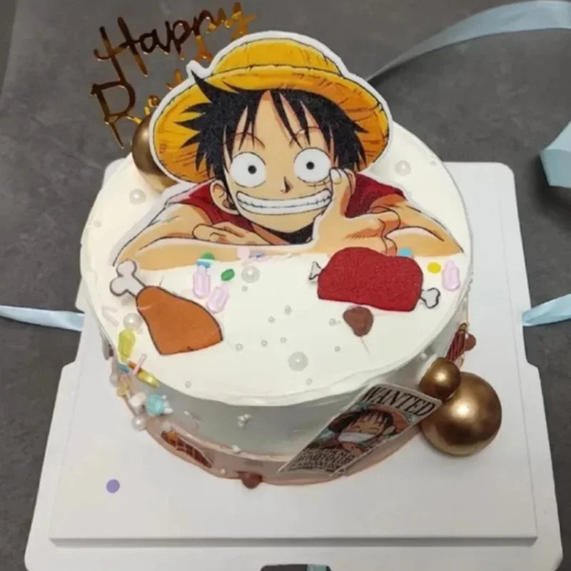 7pcs ONE PIECE Luffy Cake Topper Anime Boy Girl Birthday Cake Decorating Cake Flag Party Supplies for Kids Birthday Baby Shower