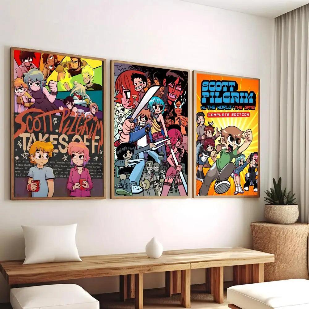 Nerdy S-Scott PilgrimS Poster Custom PP Poster Thickened Wall Sticker For Home Decoration