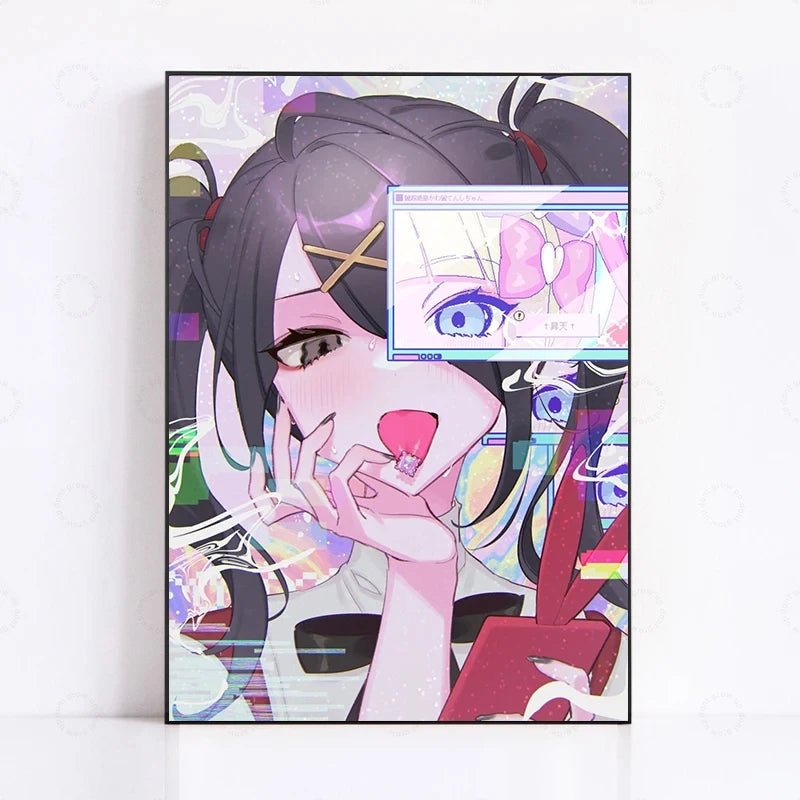 Nerdy Girl Overdose Game Character Cartoon Kawaii Posters Canvas Printing Wall Art Picture for Gaming Room Home Decor Gifts