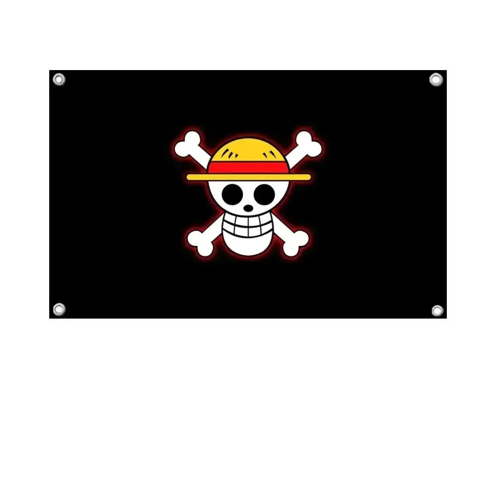 Anime One Piece Luffy Straw Hat Pirates Flag 90x150cm, Jolly Roger Skull Banner for Bedroom, Cosplay, Party & Outdoor Decor
