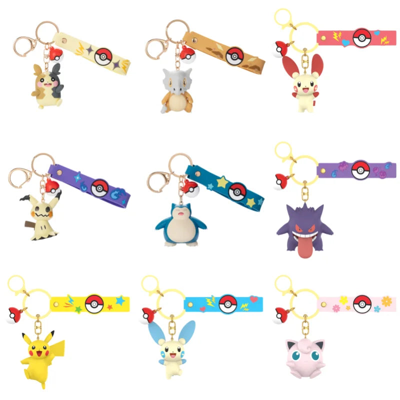 Anime Pokemon Figures Snorlax Mimikyu Cubone Keychain CarKey School Bag Backpack Decoration Desktop Decoration Toy Birthday Gift