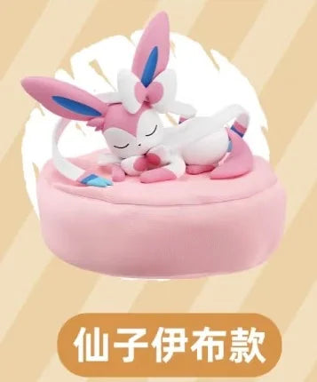 In Stock Hot Pkm Eevee Sleeping Position Series Blind Box Sylveon Umbreon Flareon Jolteon Anime Desktop Decoration Model Toy