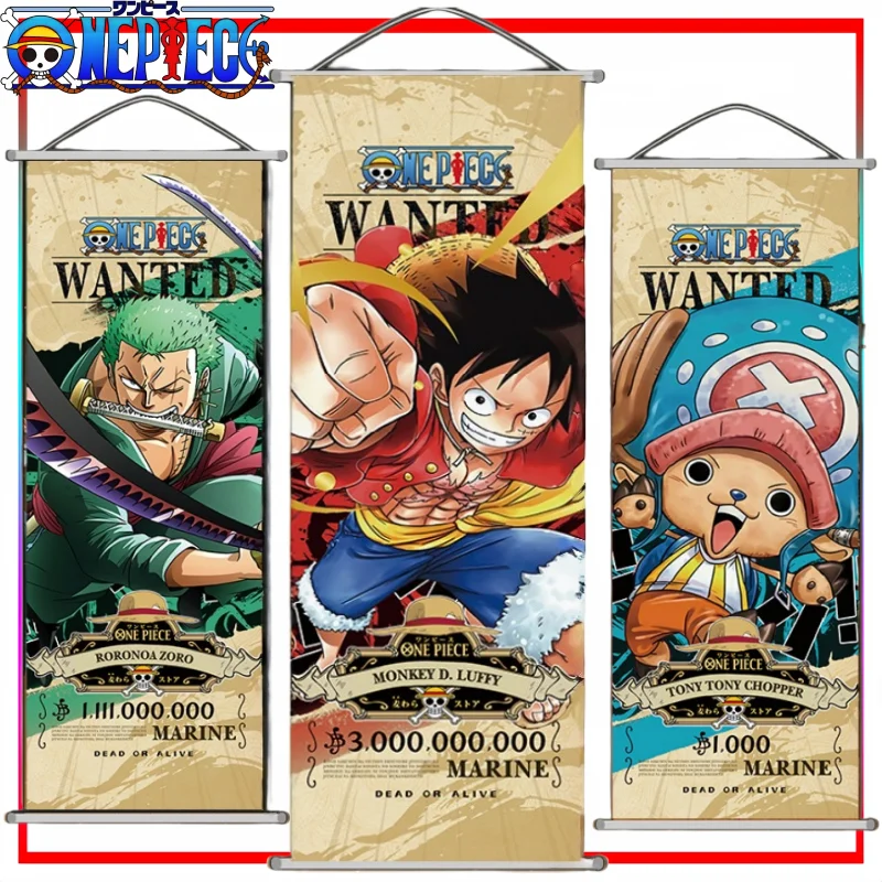 New One Piece Long Wall Scroll Cartoon Monkey D. Luffy Scroll Poster Anime Merchandise Holiday Gift Room Decoration