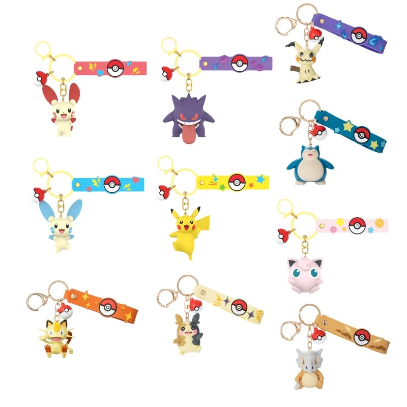 Anime Pokemon Figures Snorlax Mimikyu Cubone Keychain CarKey School Bag Backpack Decoration Desktop Decoration Toy Birthday Gift