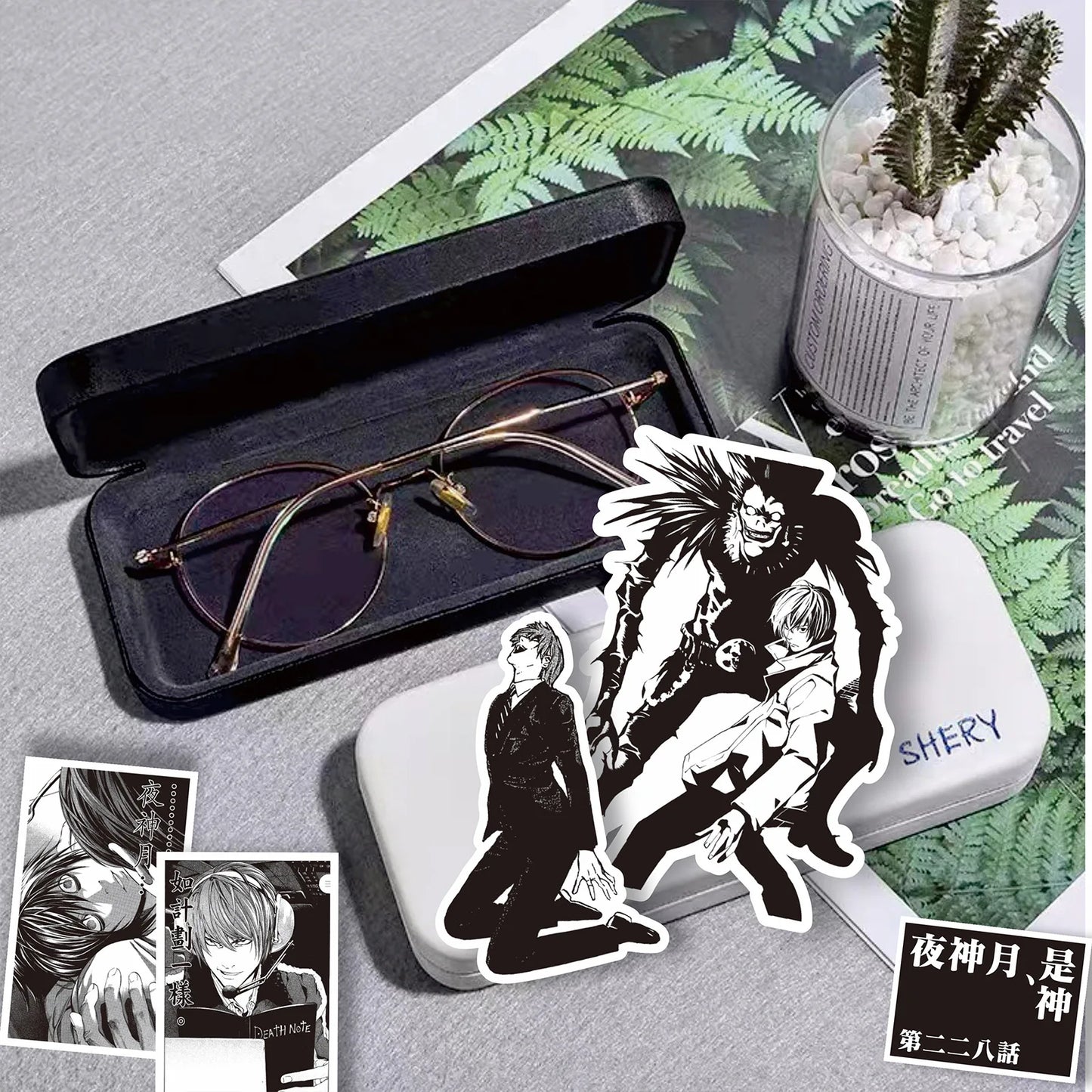 65PCS Anime Death Note Stickers Black White Decals Scrapbook Luggage Laptop Bike Suitcase Car Graffiti Sticker Decoration Toy