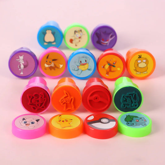 12PCS Pokemon Anime Color Mini Seal Pikachu Gengar Snorlax Cartoon Cute Plastic Toy Accessories Decorate Kid’s Birthday Gifts
