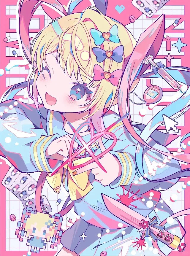 Nerdy Girl Overdose Game Character Cartoon Kawaii Posters Canvas Printing Wall Art Picture for Gaming Room Home Decor Gifts