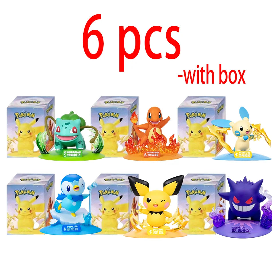 12 Pok é mon Action Dolls Pikachu Blind Box Anime Models Desktop Decorations Pok é mon Toys Children's Birthday Gifts