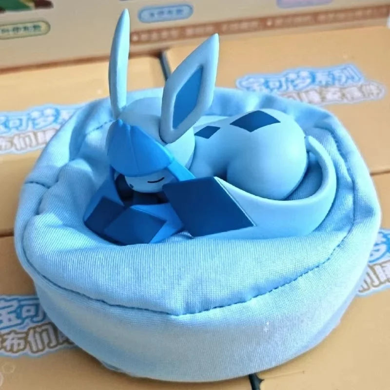 In Stock Hot Pkm Eevee Sleeping Position Series Blind Box Sylveon Umbreon Flareon Jolteon Anime Desktop Decoration Model Toy