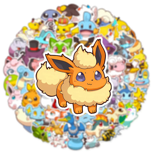 10/30/50PCS Anime Pokemon Cute Stickers Graffiti Decoration DIY Skateboard Phone Fridge Bike Cartoon Decals Fun for Kid Toy Gift
